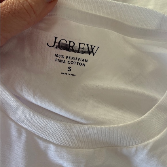 J. Crew Pima cotton asymmetrical ruched T-shirt Small White Pima Cotton Tee - Picture 3 of 6